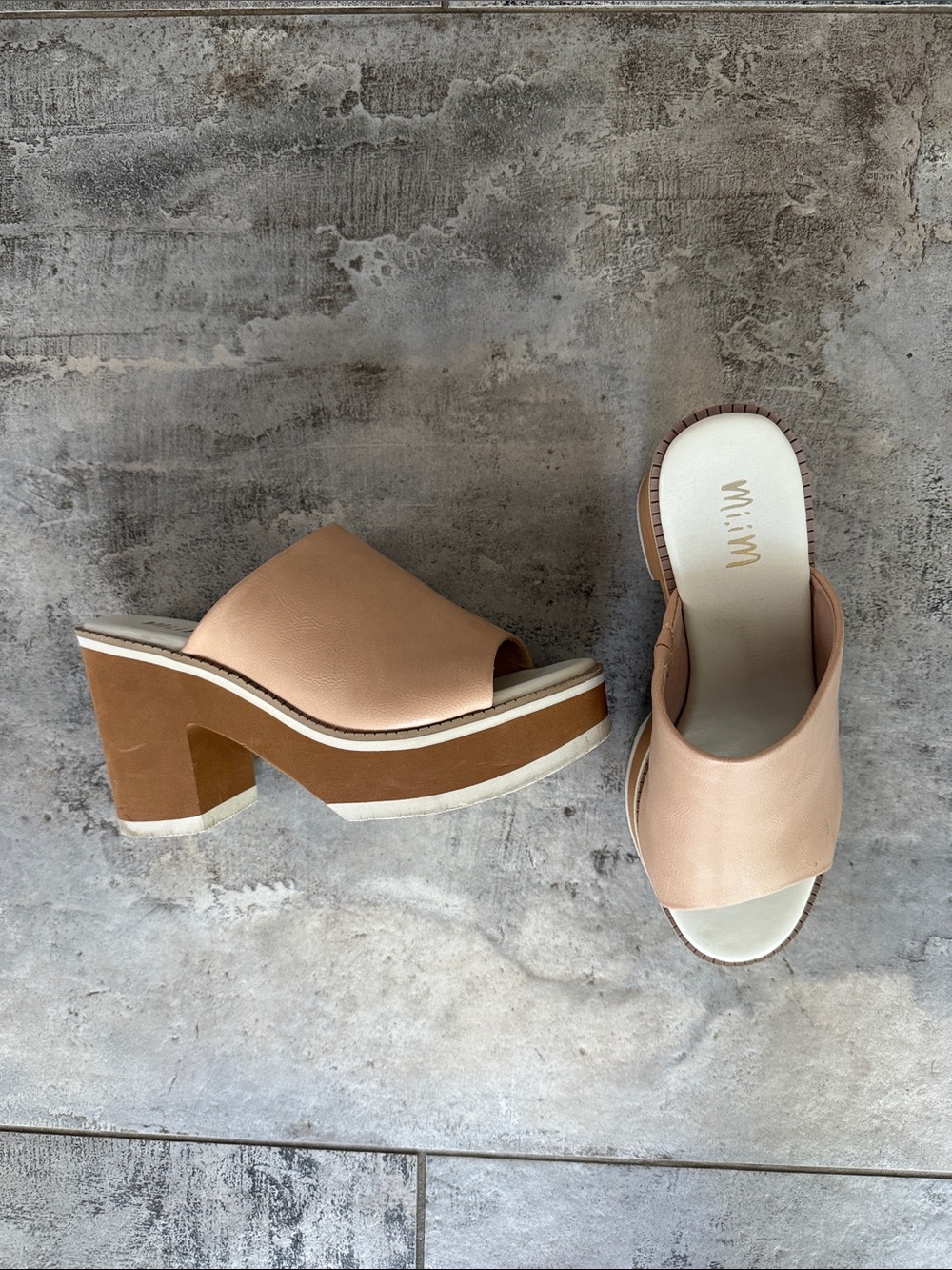 Nude Platform Slide Heels